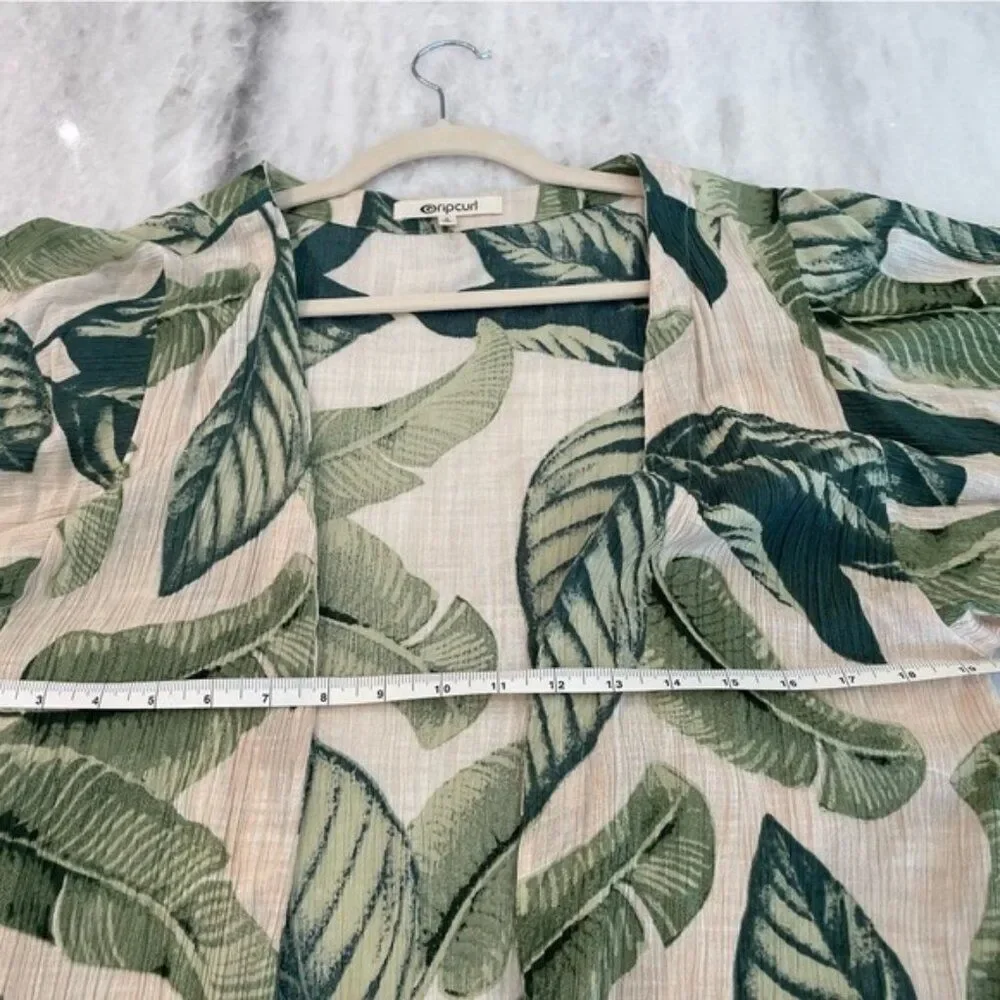 RIP Curl Coco Beach top pink blush botanical palm cardigan kimono coverup S